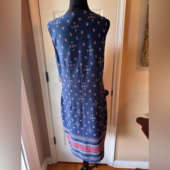 Talbots Navy, red and white Patterned sleeveless Midi Dress - Picture 8 of 9
